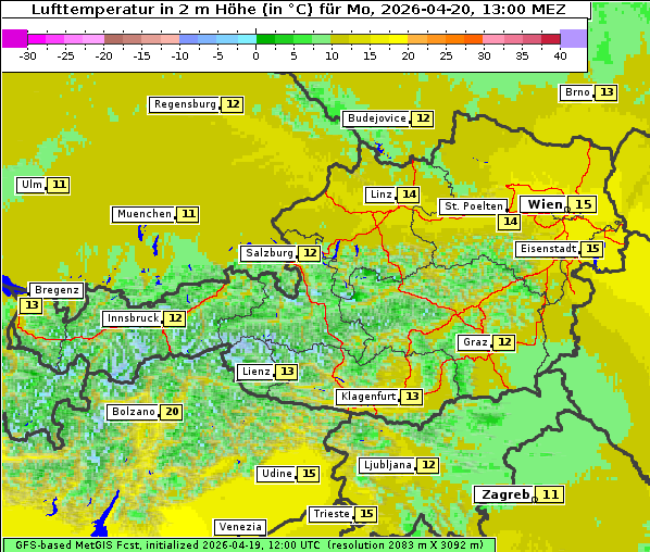 Temperatur, 20. 4. 2026