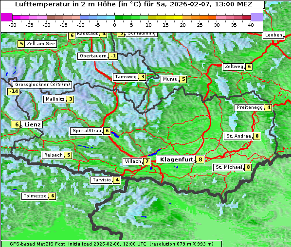 Temperatur, 7. 2. 2026