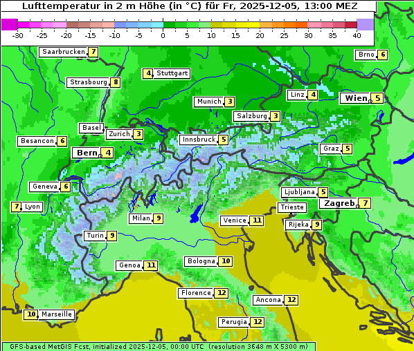 Temperatur, 5. 12. 2025