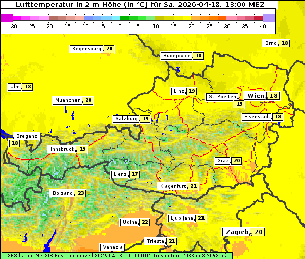 Temperatur, 18. 4. 2026