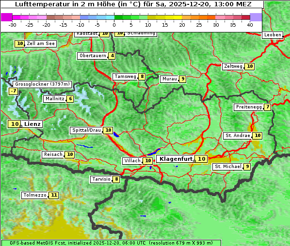 Temperatur, 20. 12. 2025