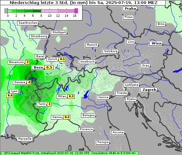 Niederschlag, 19. 7. 2025