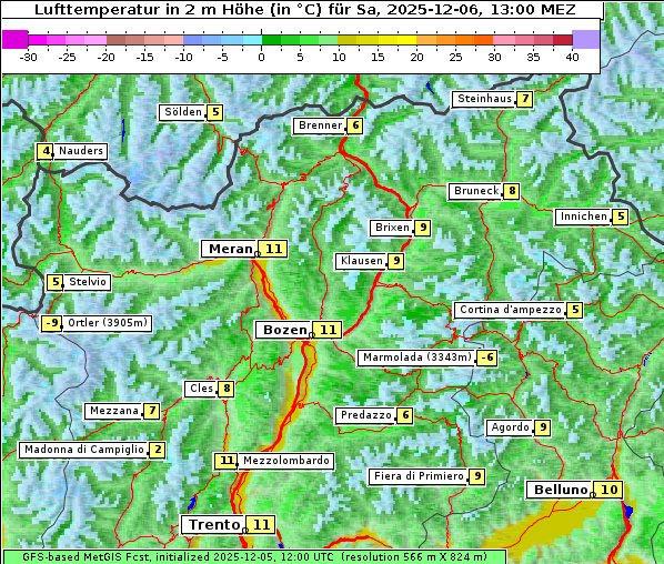 Temperatur, 6. 12. 2025