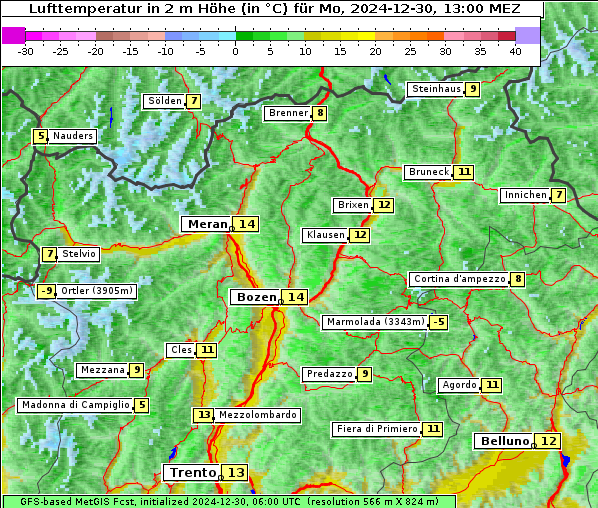 Temperatur, 30. 12. 2024