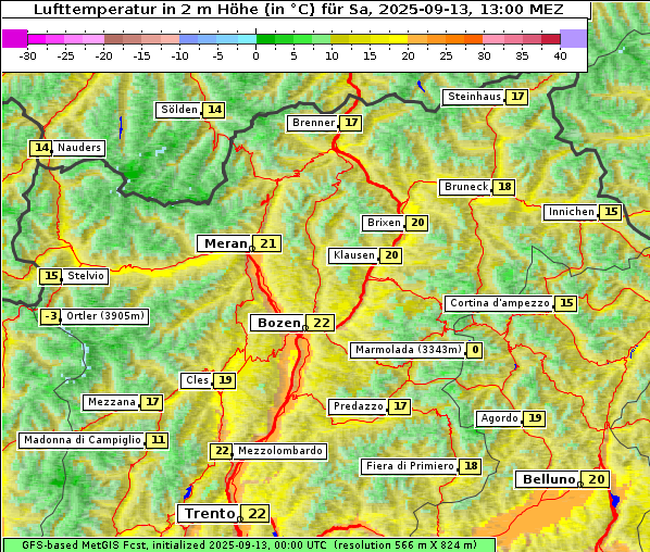 Temperatur, 13. 9. 2025
