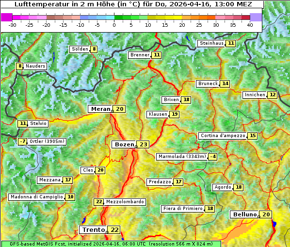 Temperatur, 16. 4. 2026