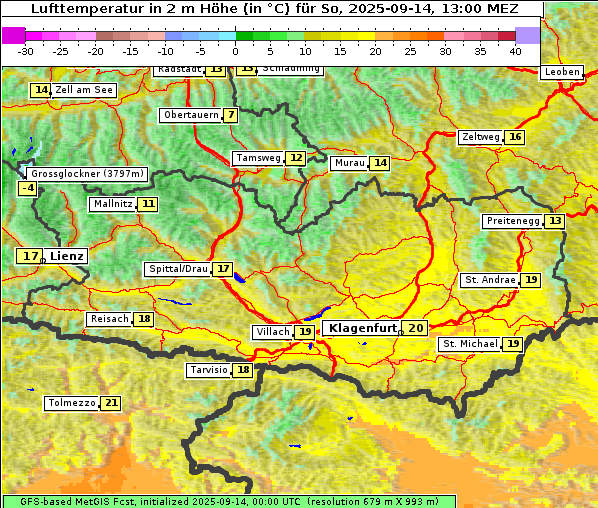 Temperatur, 14. 9. 2025