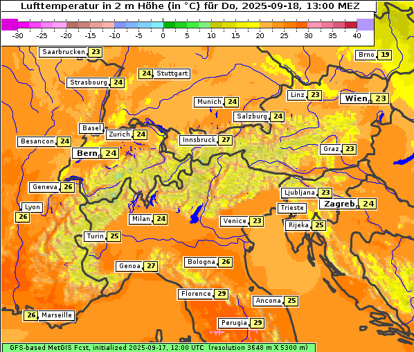 Temperatur, 18. 9. 2025