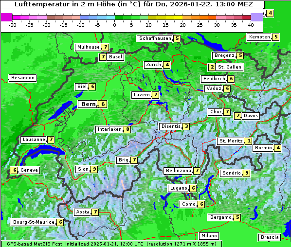 Temperatur, 22. 1. 2026