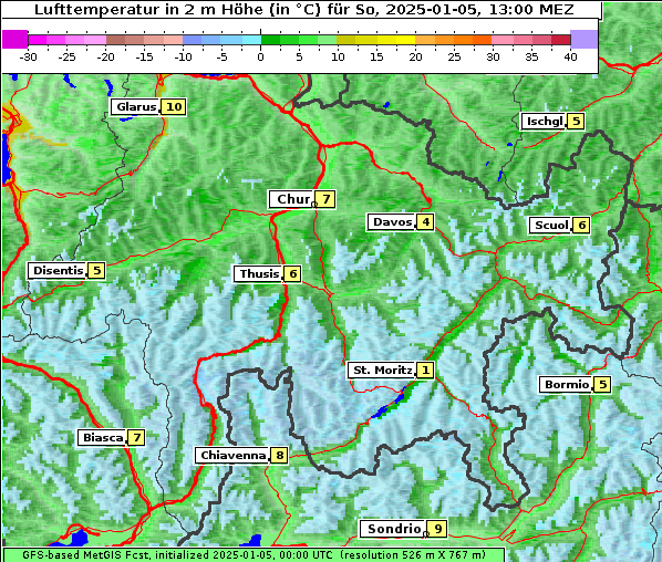 Temperatur, 5. 1. 2025