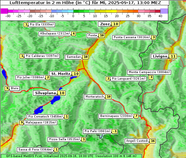Temperatur, 17. 9. 2025