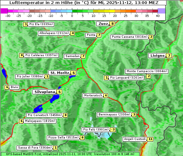 Temperatur, 12. 11. 2025