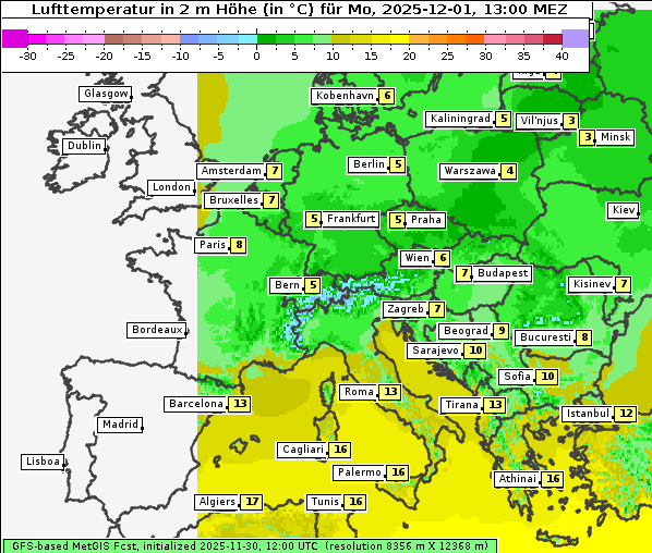 Temperatur, 1. 12. 2025