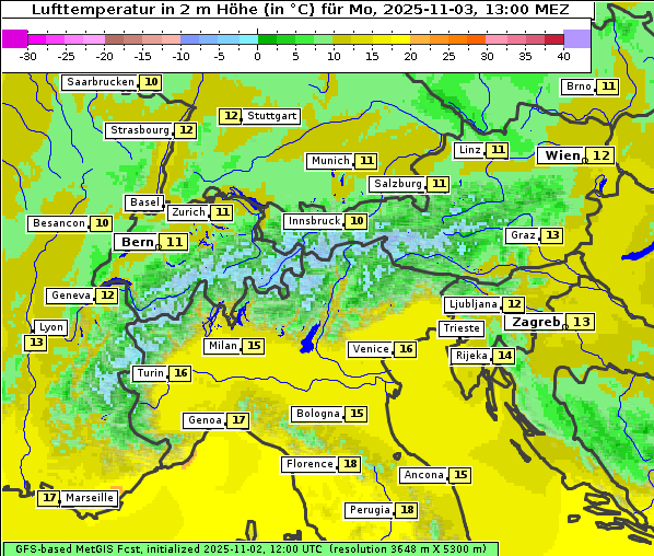 Temperatur, 3. 11. 2025