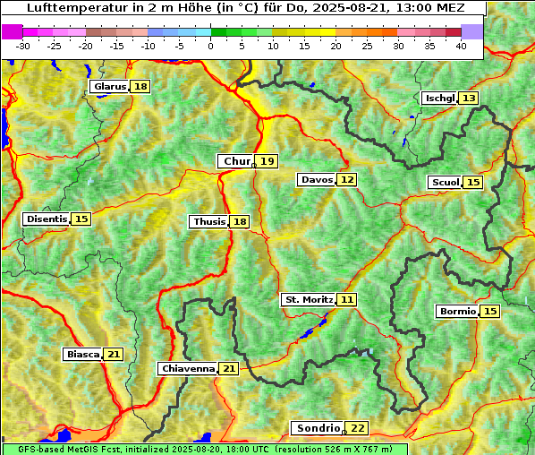 Temperatur, 21. 8. 2025