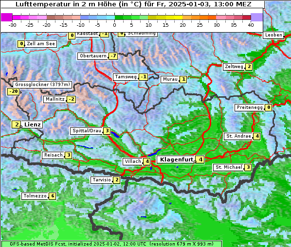 Temperatur, 3. 1. 2025