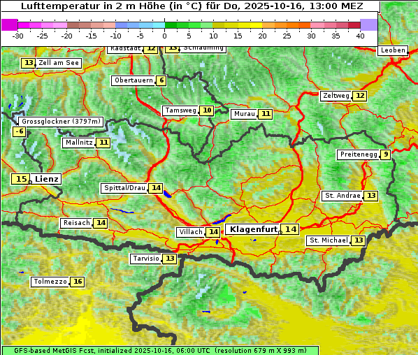 Temperatur, 16. 10. 2025