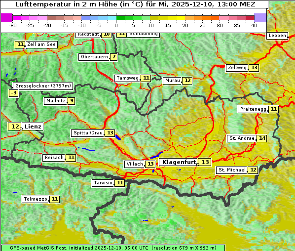 Temperatur, 10. 12. 2025