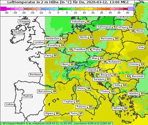 Temperatur, 12. 3. 2026