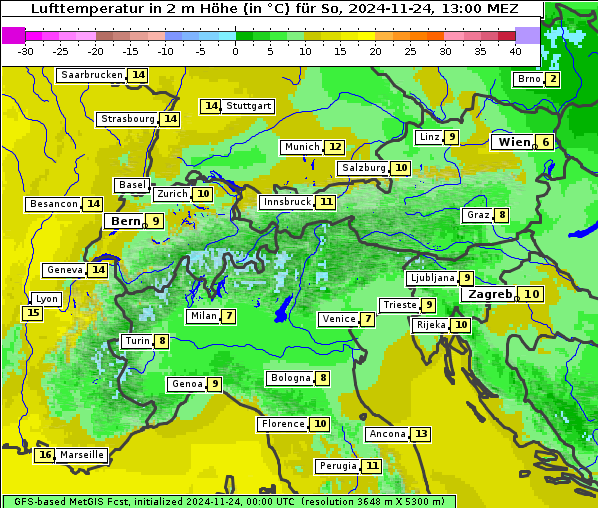 Temperatur, 24. 11. 2024