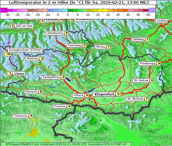 Temperatur, 21. 2. 2026