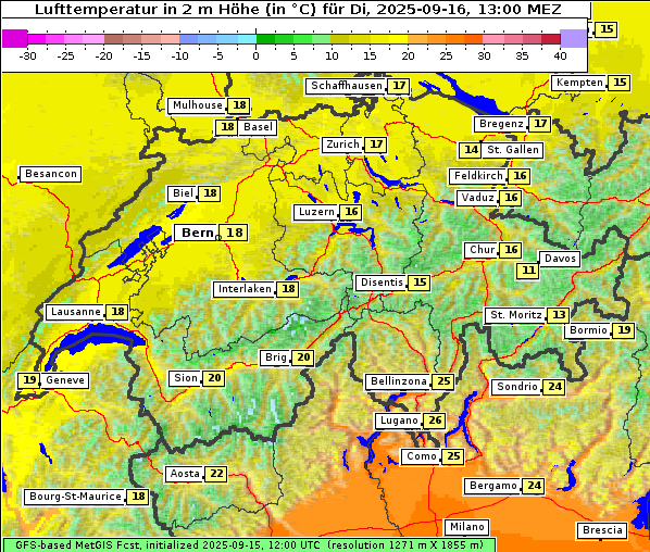 Temperatur, 16. 9. 2025
