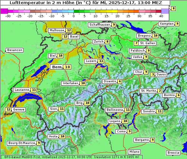 Temperatur, 17. 12. 2025