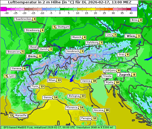 Temperatur, 17. 2. 2026