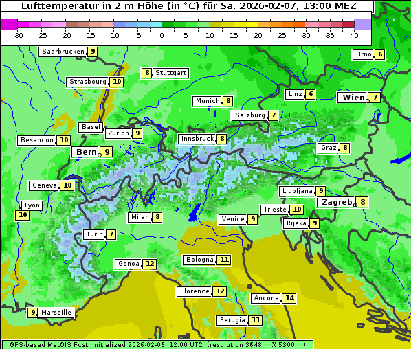Temperatur, 7. 2. 2026