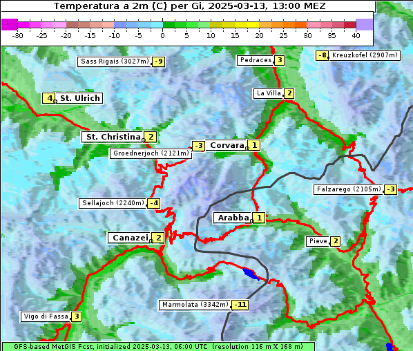 Temperatur, 13. 3. 2025