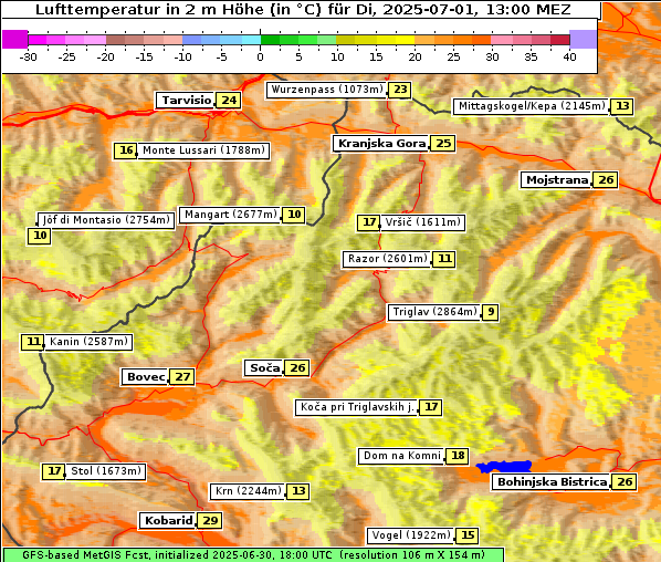 Temperatur, 1. 7. 2025