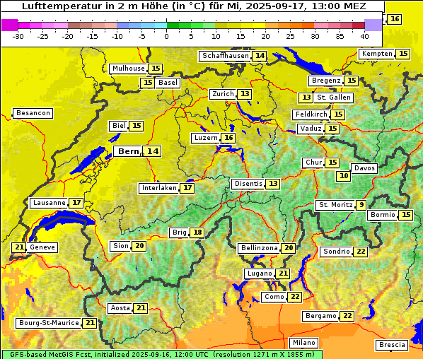 Temperatur, 17. 9. 2025