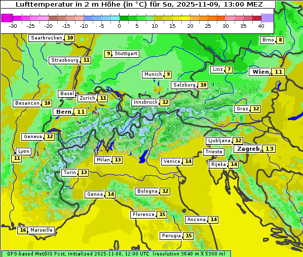 Temperatur, 9. 11. 2025