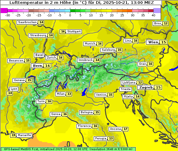 Temperatur, 21. 10. 2025