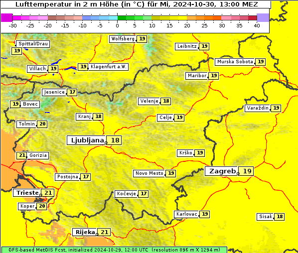 Temperatur, 30. 10. 2024