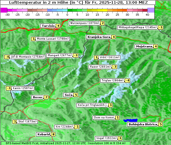 Temperatur, 28. 11. 2025