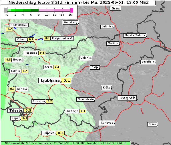 Niederschlag, 1. 9. 2025