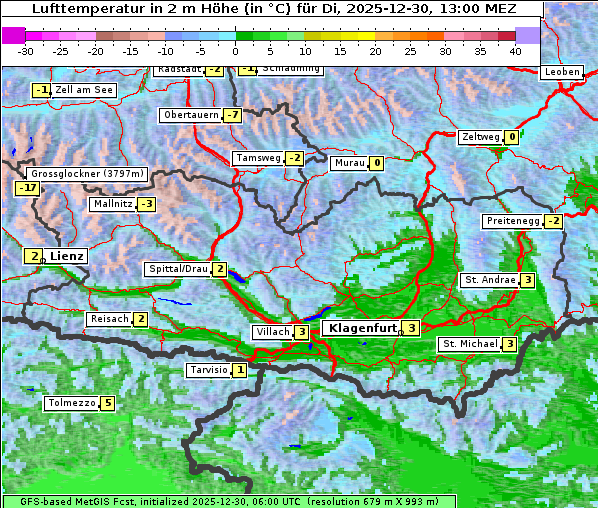 Temperatur, 30. 12. 2025