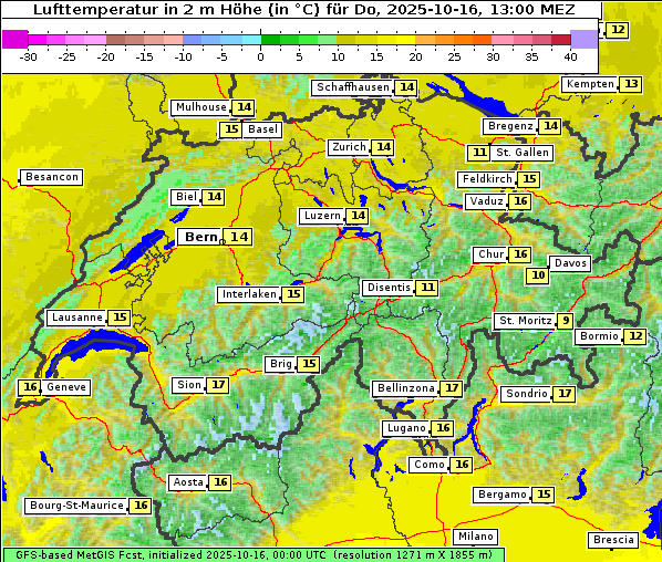 Temperatur, 16. 10. 2025