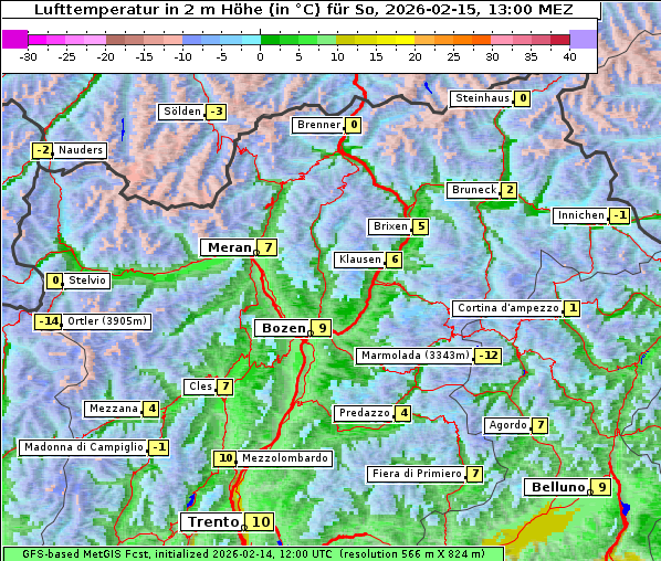 Temperatur, 15. 2. 2026