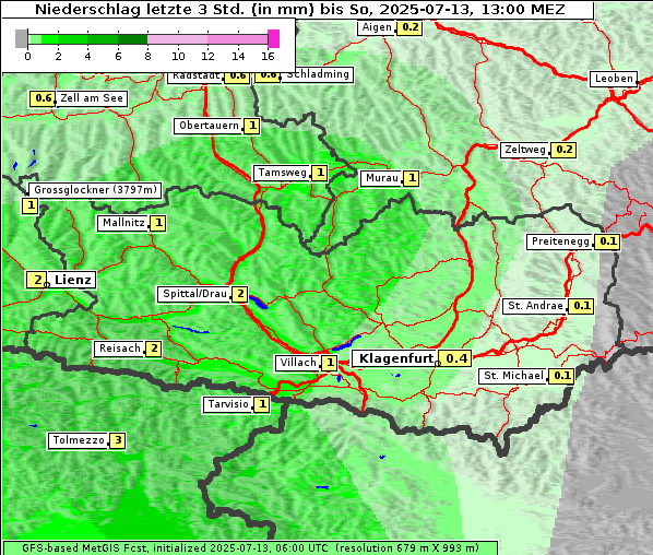 Niederschlag, 13. 7. 2025