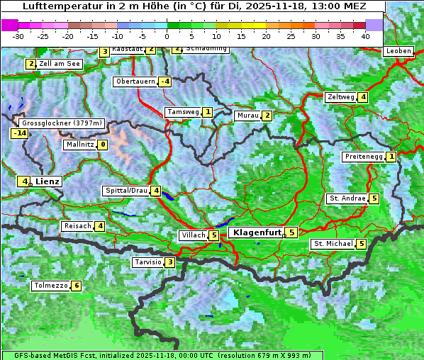 Temperatur, 18. 11. 2025