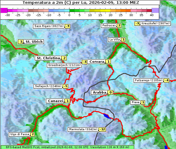 Temperatur, 9. 2. 2026