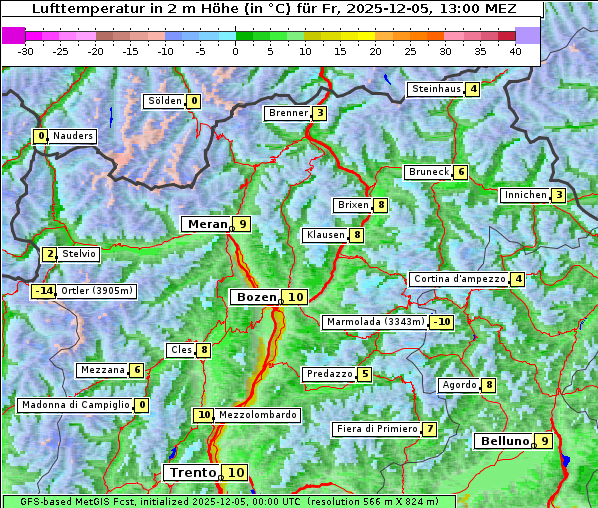 Temperatur, 5. 12. 2025