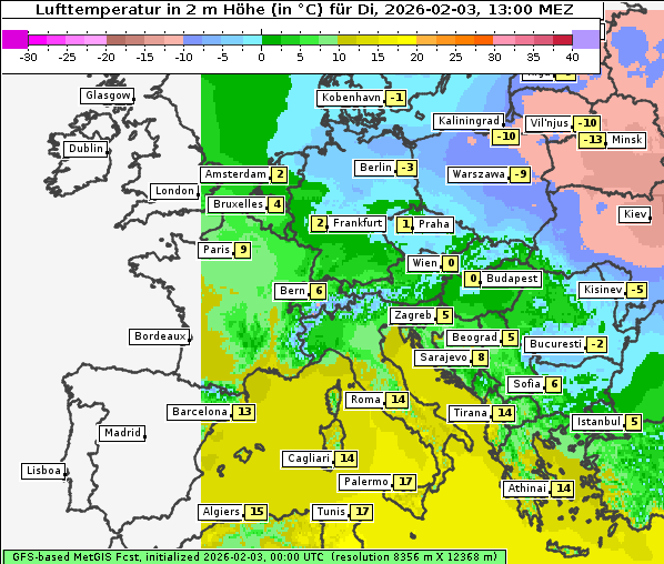 Temperatur, 3. 2. 2026