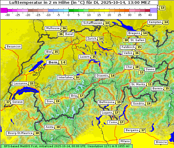 Temperatur, 14. 10. 2025