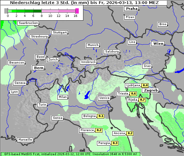 Niederschlag, 13. 3. 2026