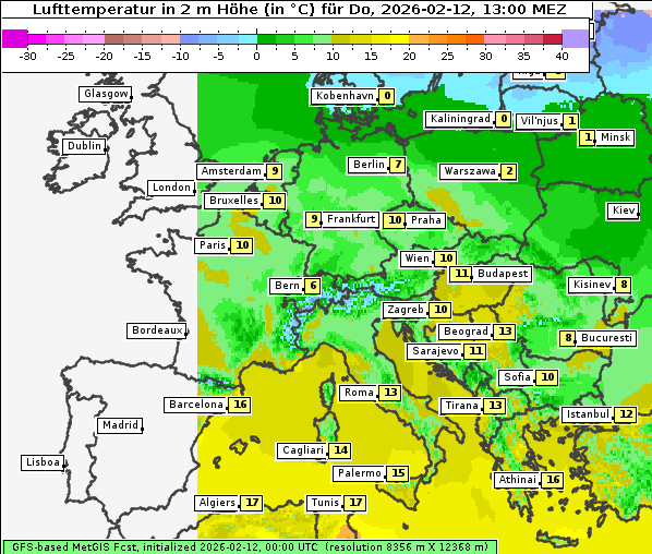 Temperatur, 12. 2. 2026