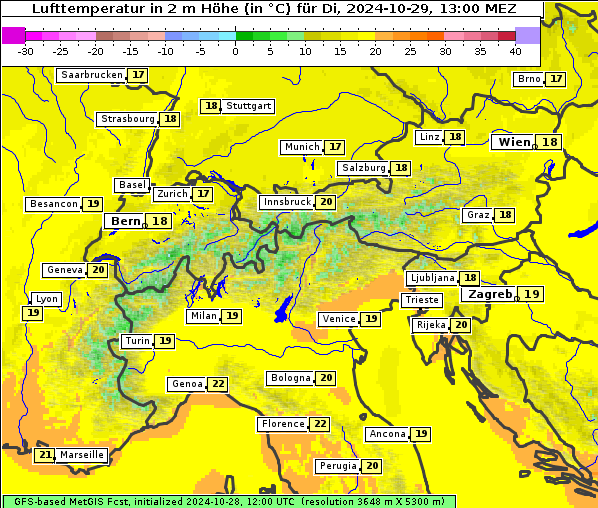 Temperatur, 29. 10. 2024