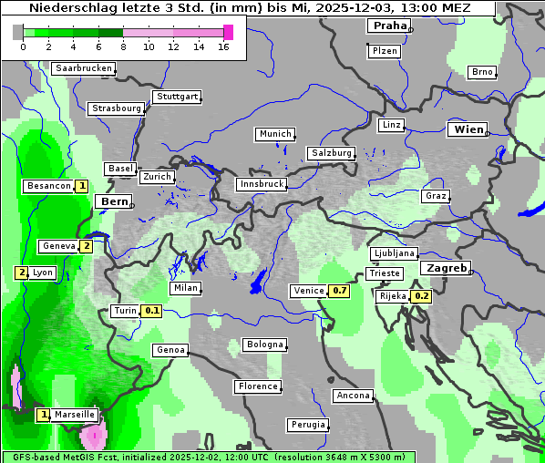 Niederschlag, 3. 12. 2025